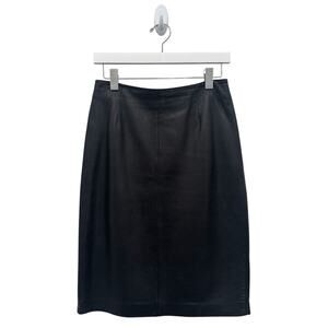 Siena Studio Black Leather Pencil Skirt Knee Length - Size 6